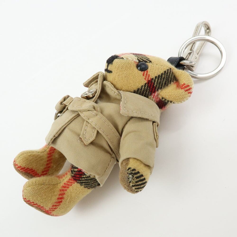 6870 - Burberry Nova Paid Canvas Bag Charm Key Holder Thomas Bear